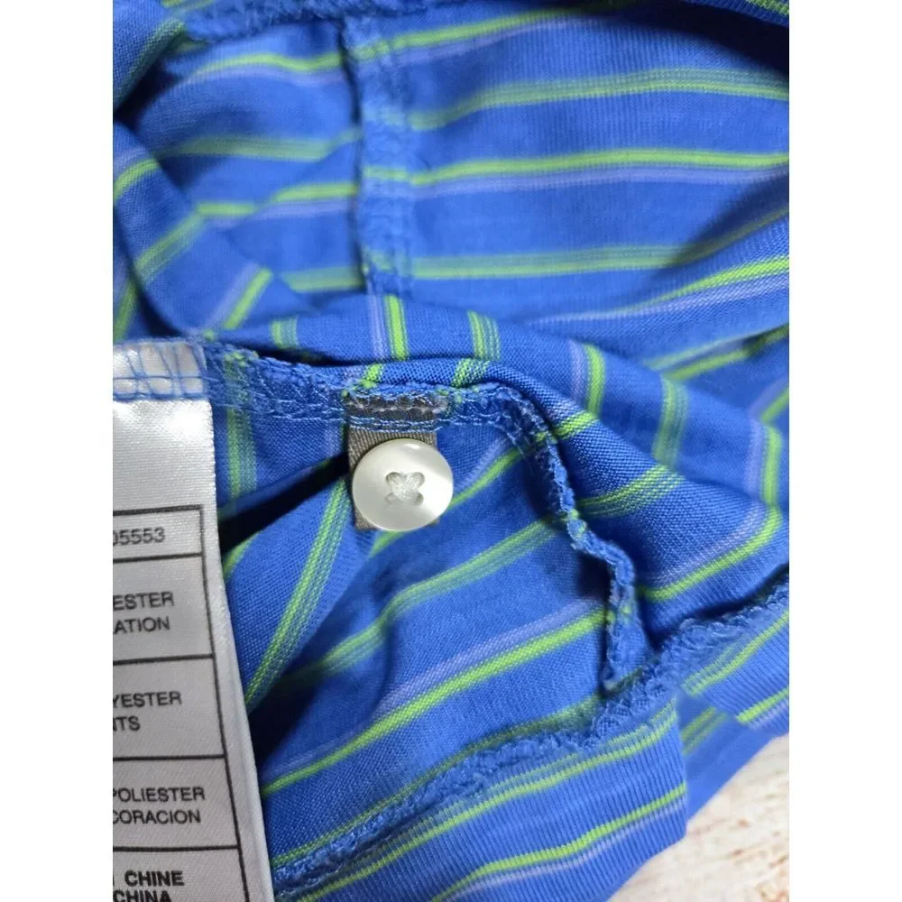 Tiger Woods Collection Polo Mens L Blue Striped Nike‎ Golf athletic performance